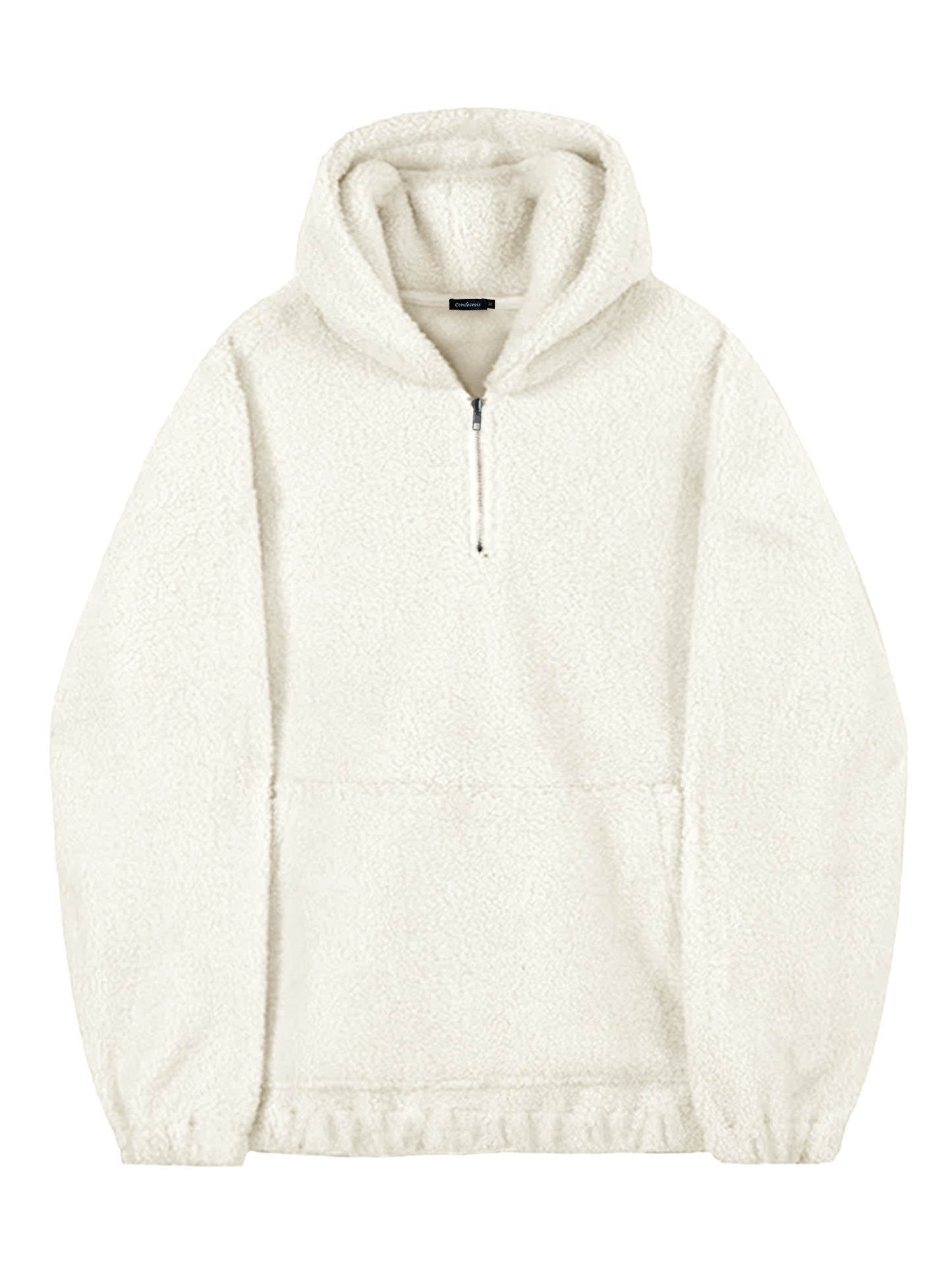 Comdecevis Mens Sherpa Fuzzy Pullover Hoodie Sweatshirts 1/4 Zip Up Oversized Outwear Top Long Sleeve Fleece Pockets Jacket