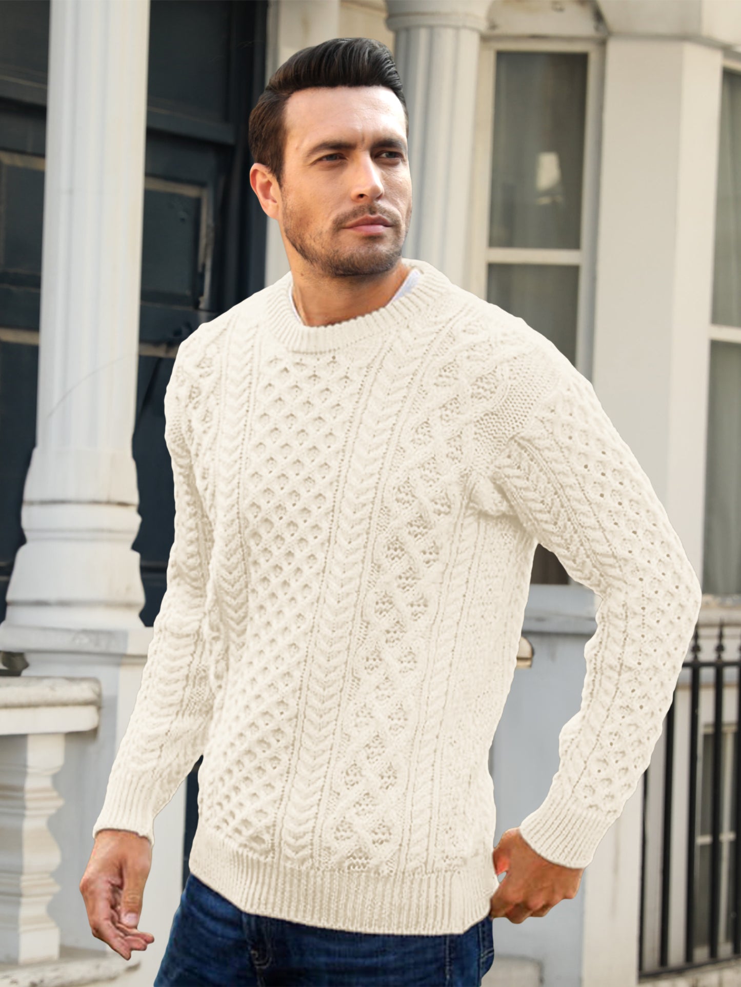 Comdecevis Crew Neck Knitted Sweater