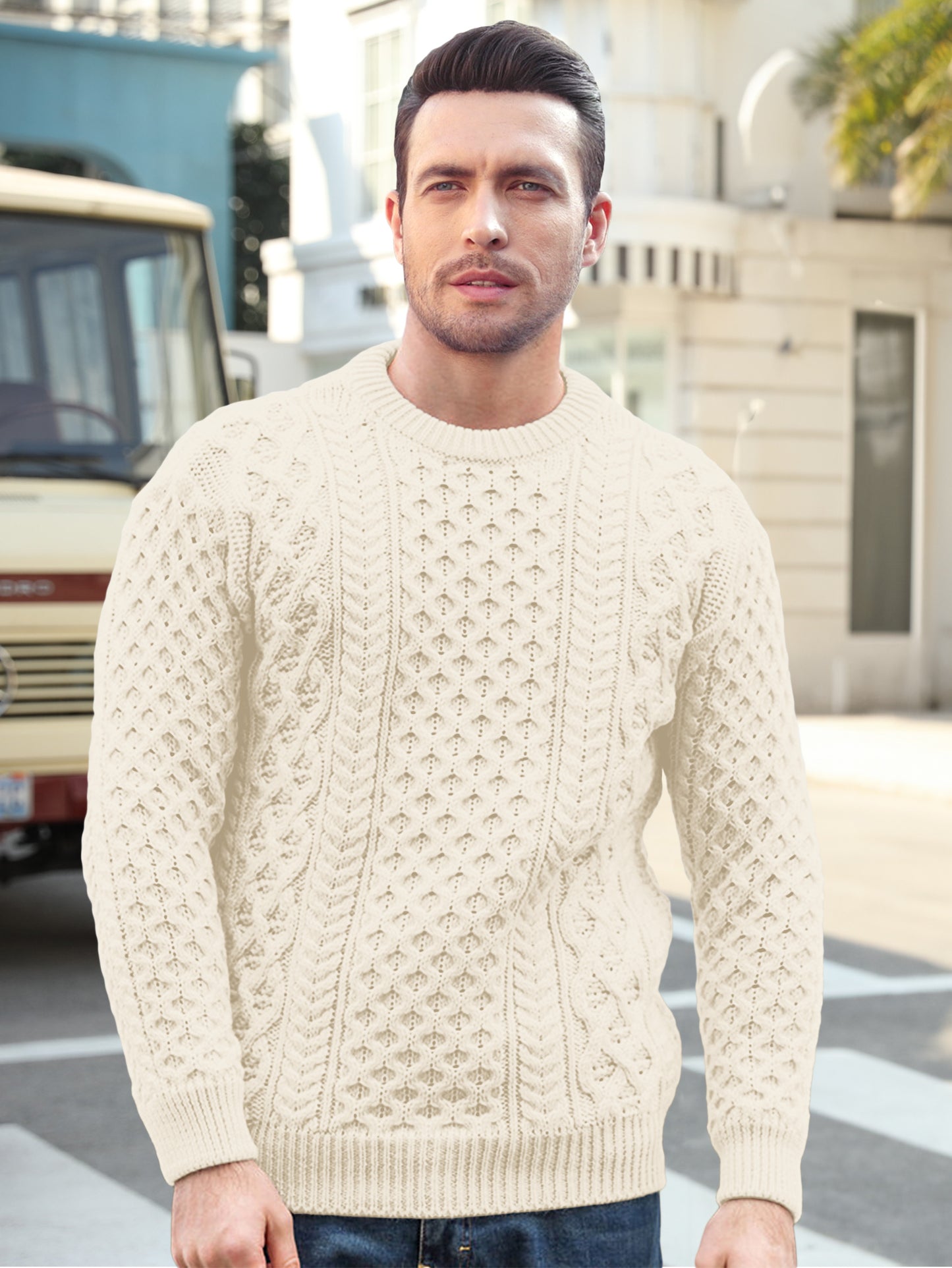 Comdecevis Crew Neck Knitted Sweater