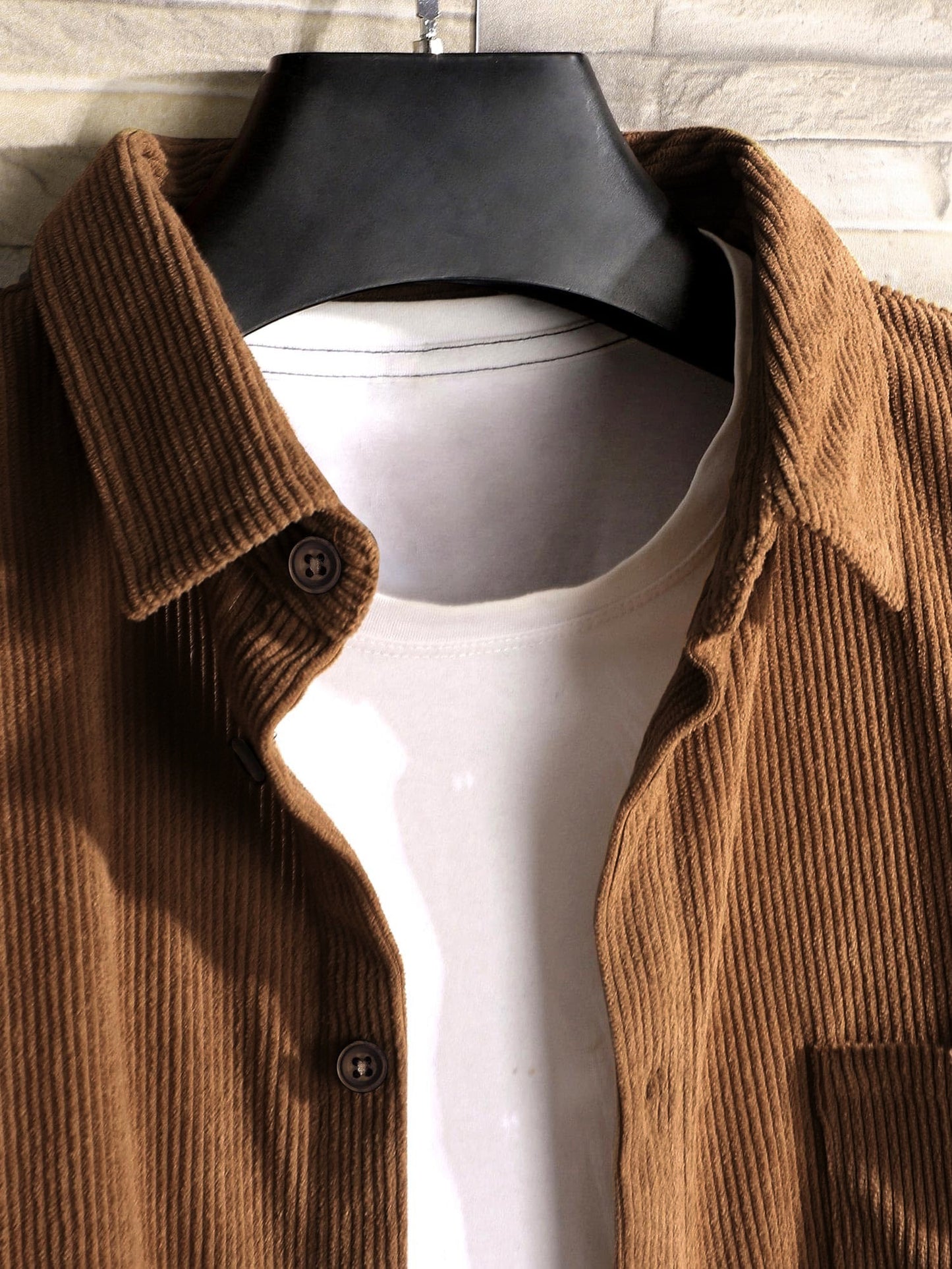 Comdecevis Men's Corduroy Shirt Long Sleeve Ribbed Tops Button Down Work Shirt Jacket with Chest Pocket
