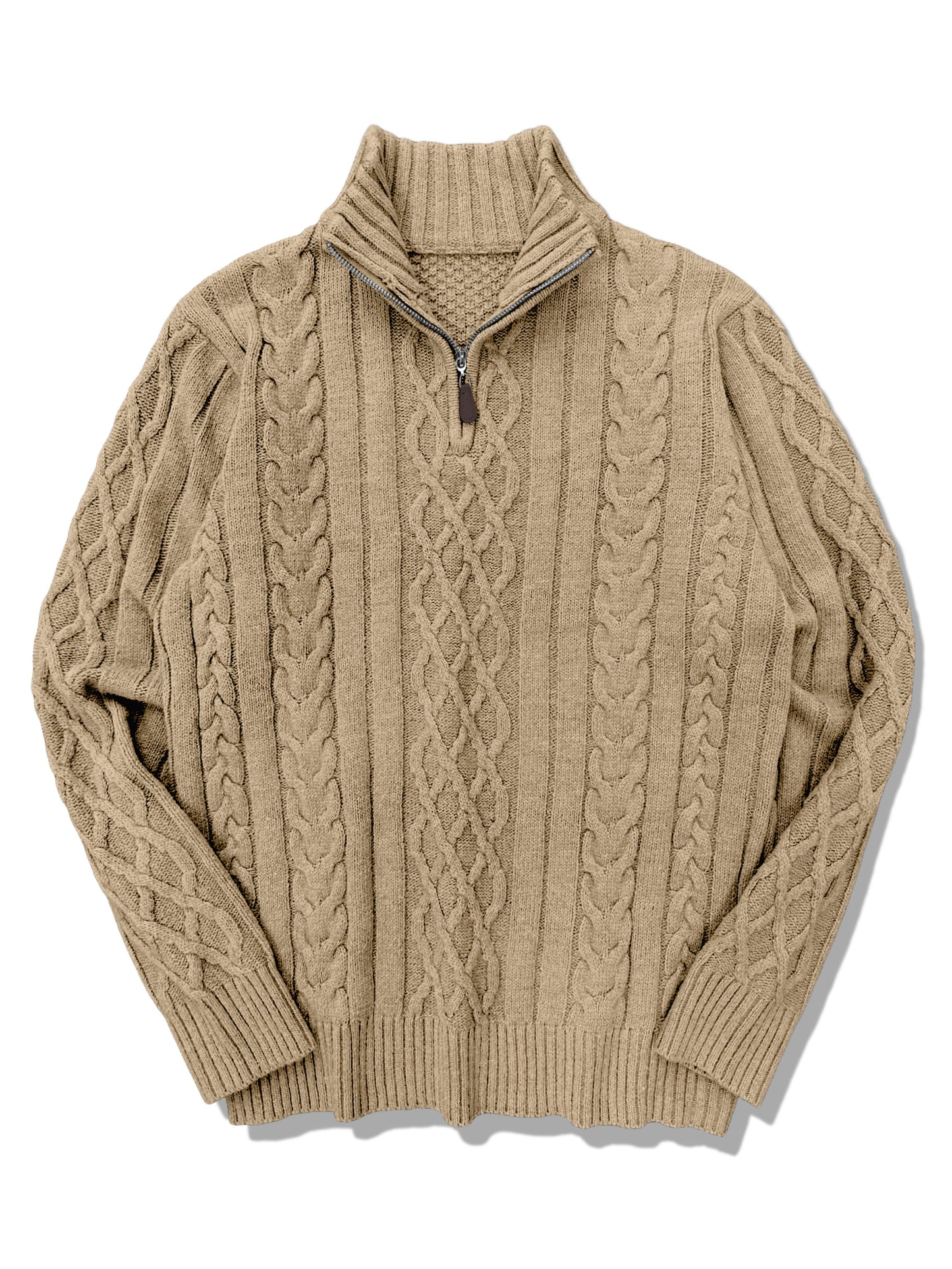 Comdecevis Men's Quarter-Zip Pullover Sweater Casual Turtleneck Cable Winter Thermal Knitted Sweaters