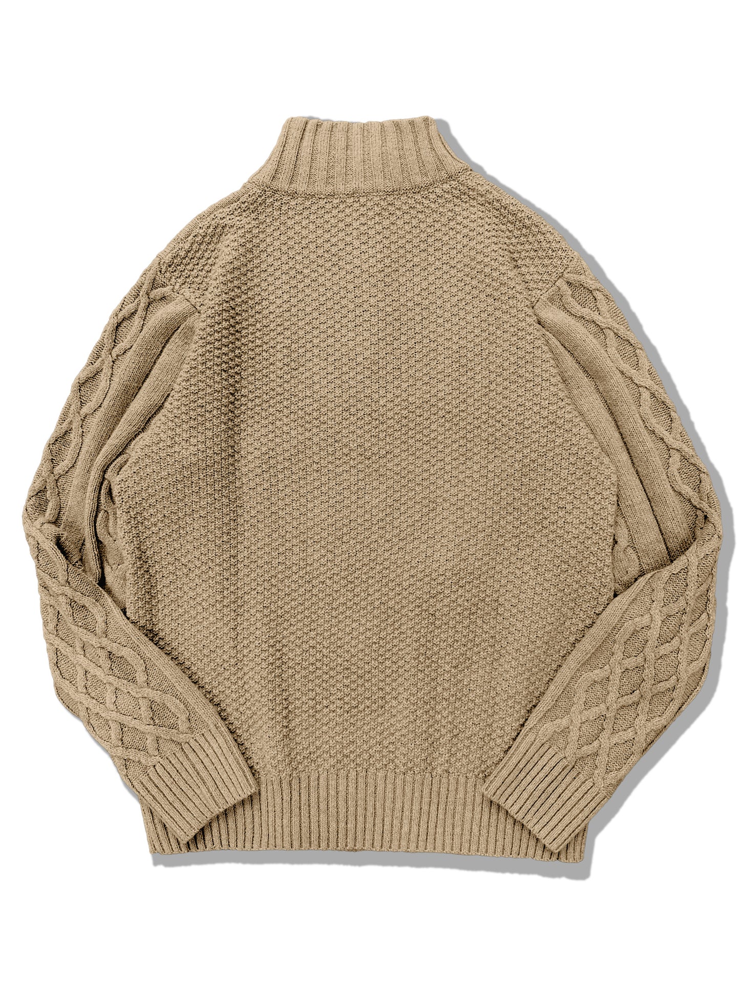 Comdecevis Men's Quarter-Zip Pullover Sweater Casual Turtleneck Cable Winter Thermal Knitted Sweaters