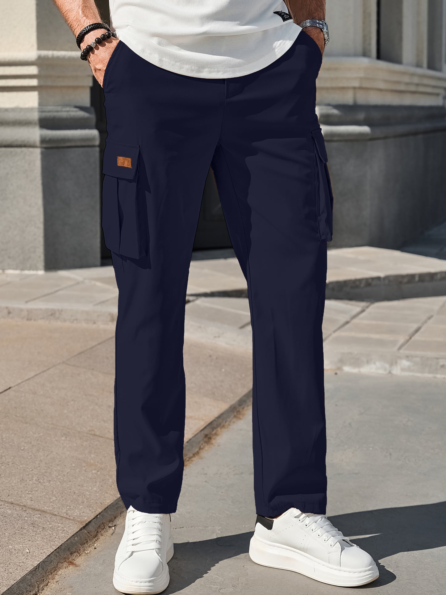 Men's Casual Cargo Pants Workout Joggers Stretch Sweatpants Hiking Drawstring Tactical Pants with Multi Pockets