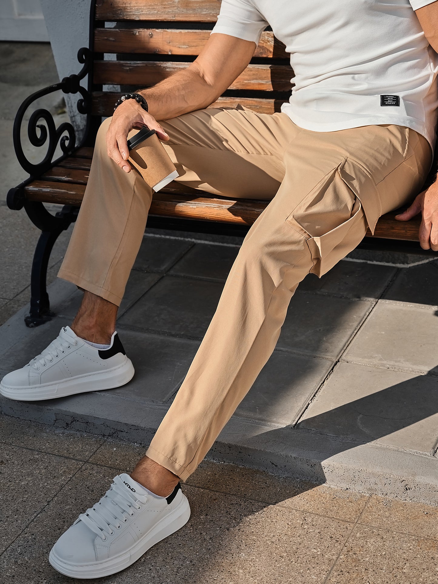 Men's Casual Cargo Pants Workout Joggers Stretch Sweatpants Hiking Drawstring Tactical Pants with Multi Pockets