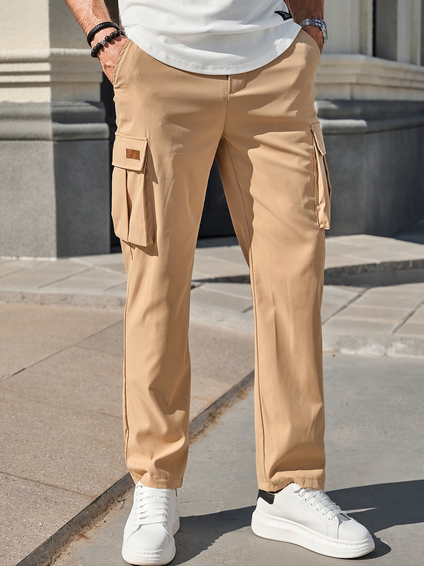Men's Casual Cargo Pants Workout Joggers Stretch Sweatpants Hiking Drawstring Tactical Pants with Multi Pockets