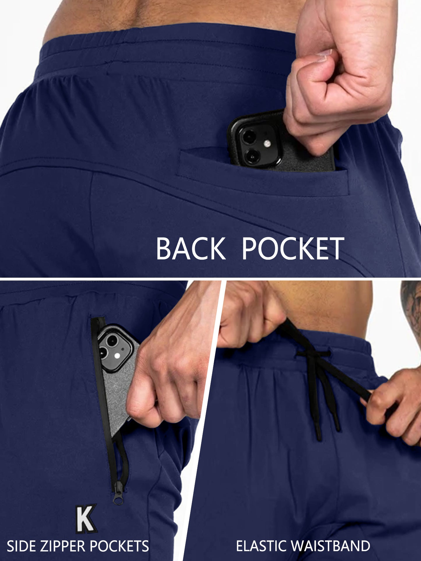 Comdecevis Men's Sweatpants Joggers with Zipped Pockets and Drawstring Waistband Casual Pants Workout Pants