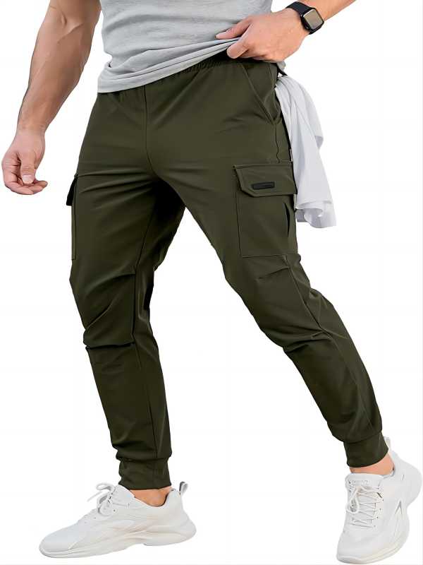 Comdecevis Men's Cargo Jogger Pants Stretch Sweatpants Slim Fit Track Pants with Zipper Pockets Casual Pants