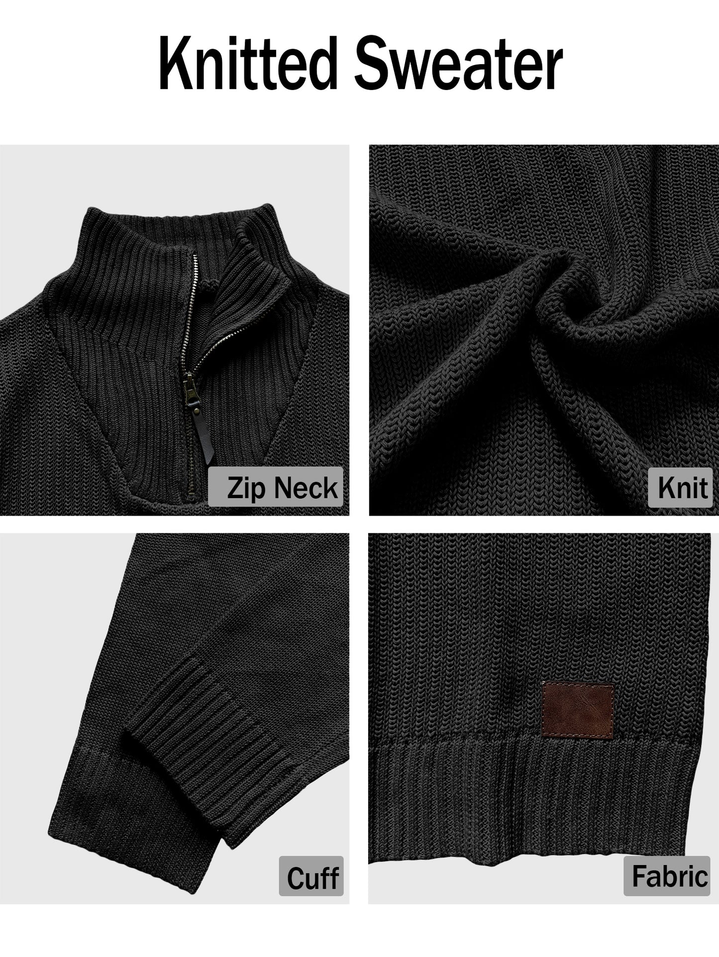 Comdecevis Men's Long-Sleeve Soft Touch Quarter-Zip Sweater Lightweight Turtleneck Pullover Casual Polo Sweaters