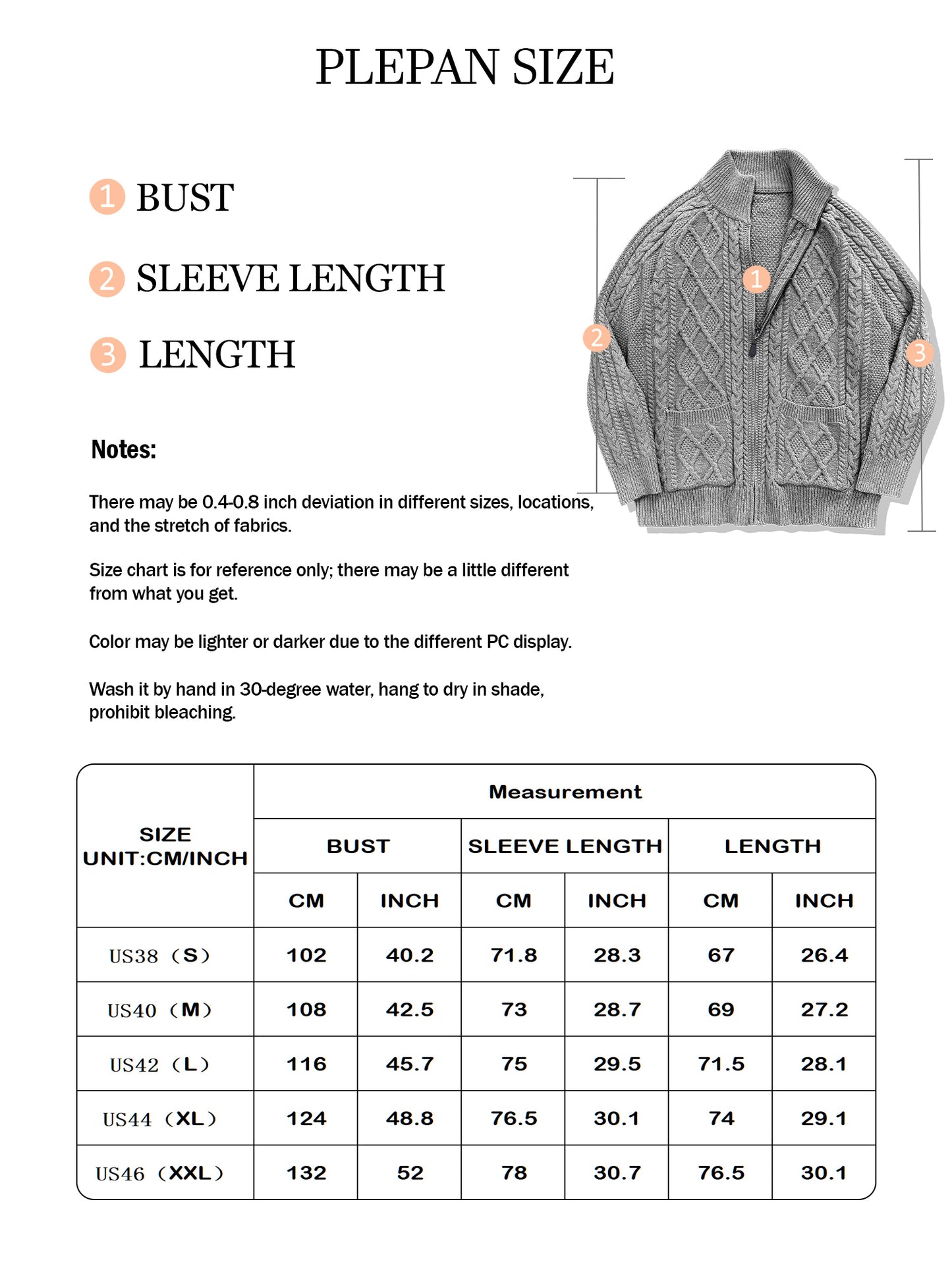 Comdecevis Men's Cardigan Sweaters Full Zip Knitted Sweater Solid Color Knitting Jackets