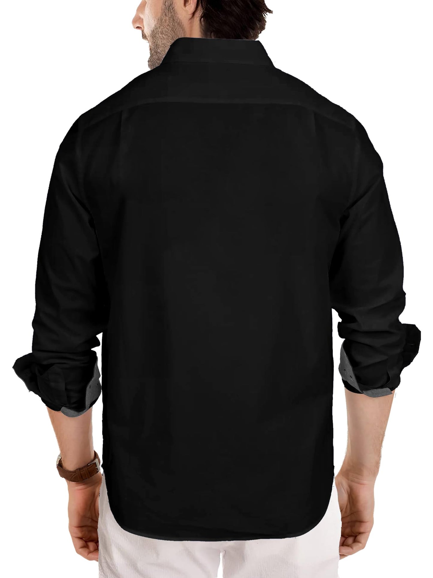 Comdecevis Men's Dress Shirts Casual Button Down Shirt Long Sleeve Shirt with Pocket