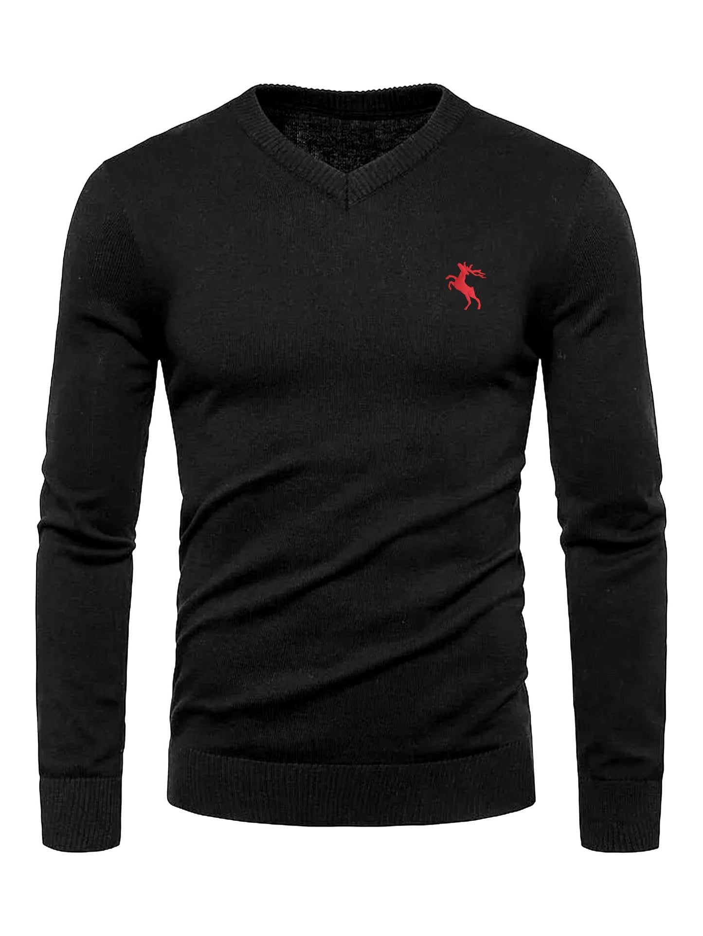 Comdecevis Men's Long Sleeve V Neck Sweater Casual Soft Knit Slim Fit Pullover Top