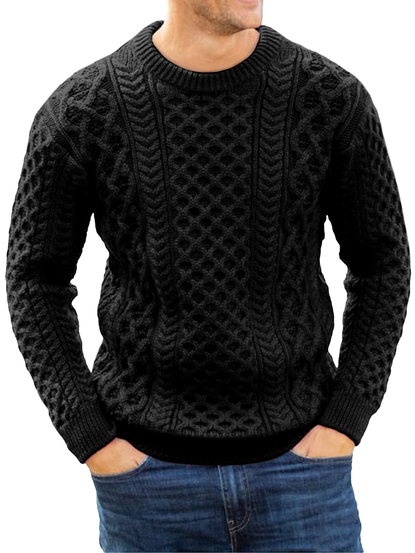 Comdecevis Crew Neck Knitted Sweater