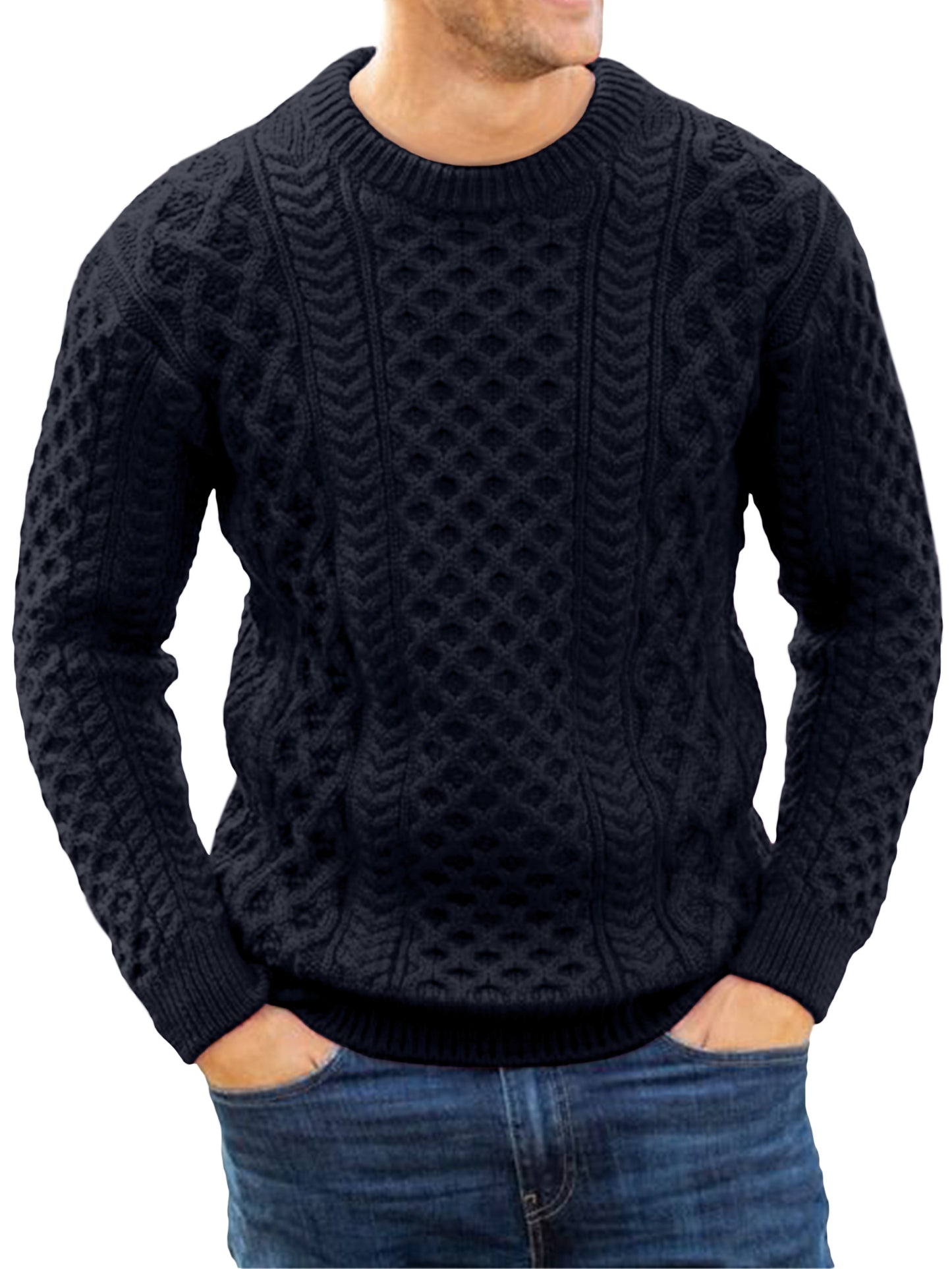 Comdecevis Crew Neck Knitted Sweater