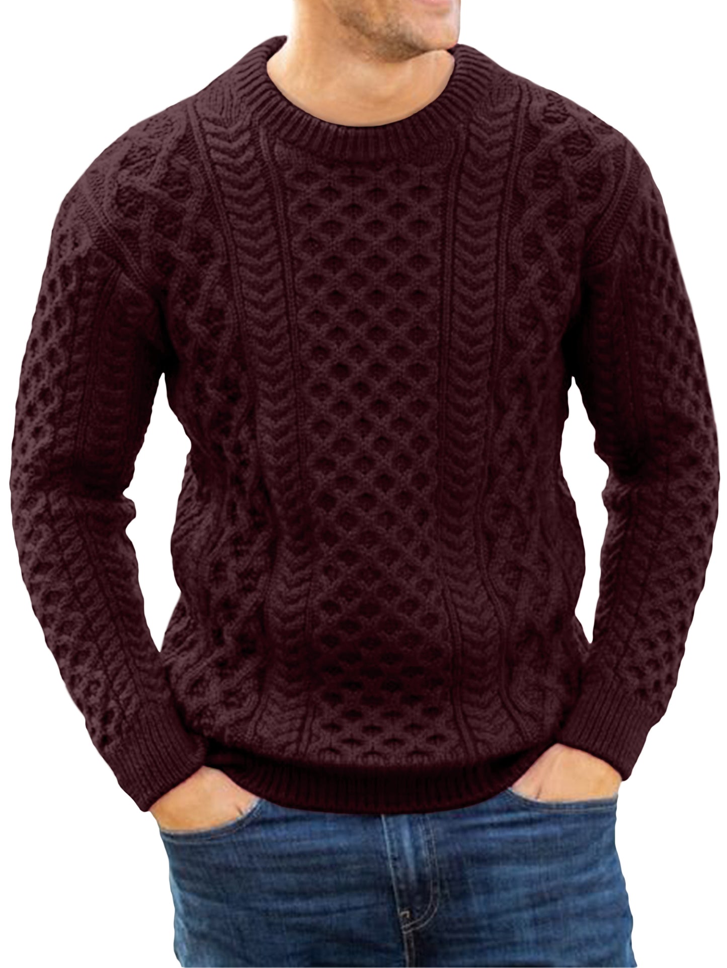 Comdecevis Crew Neck Knitted Sweater