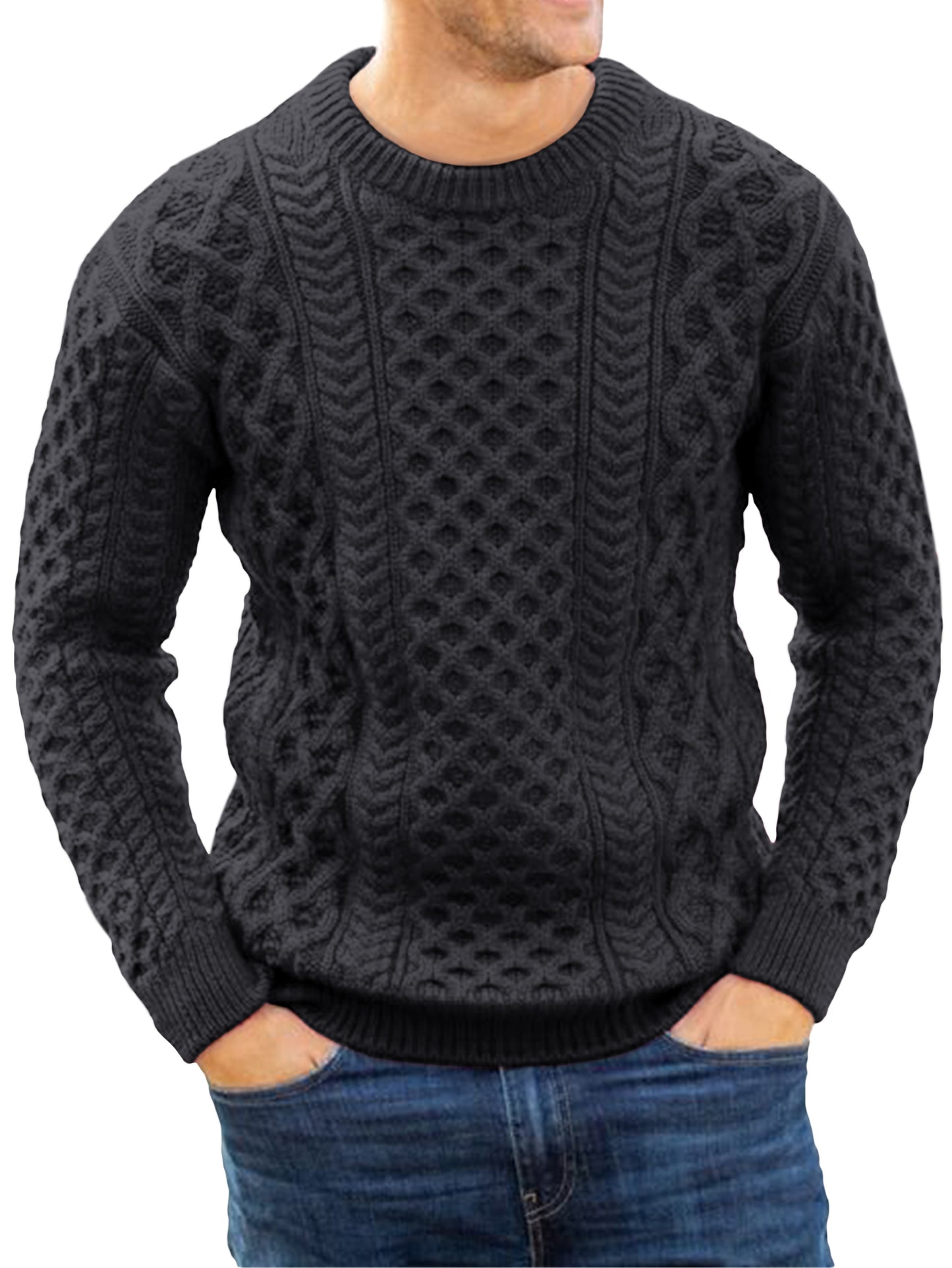 Comdecevis Crew Neck Knitted Sweater