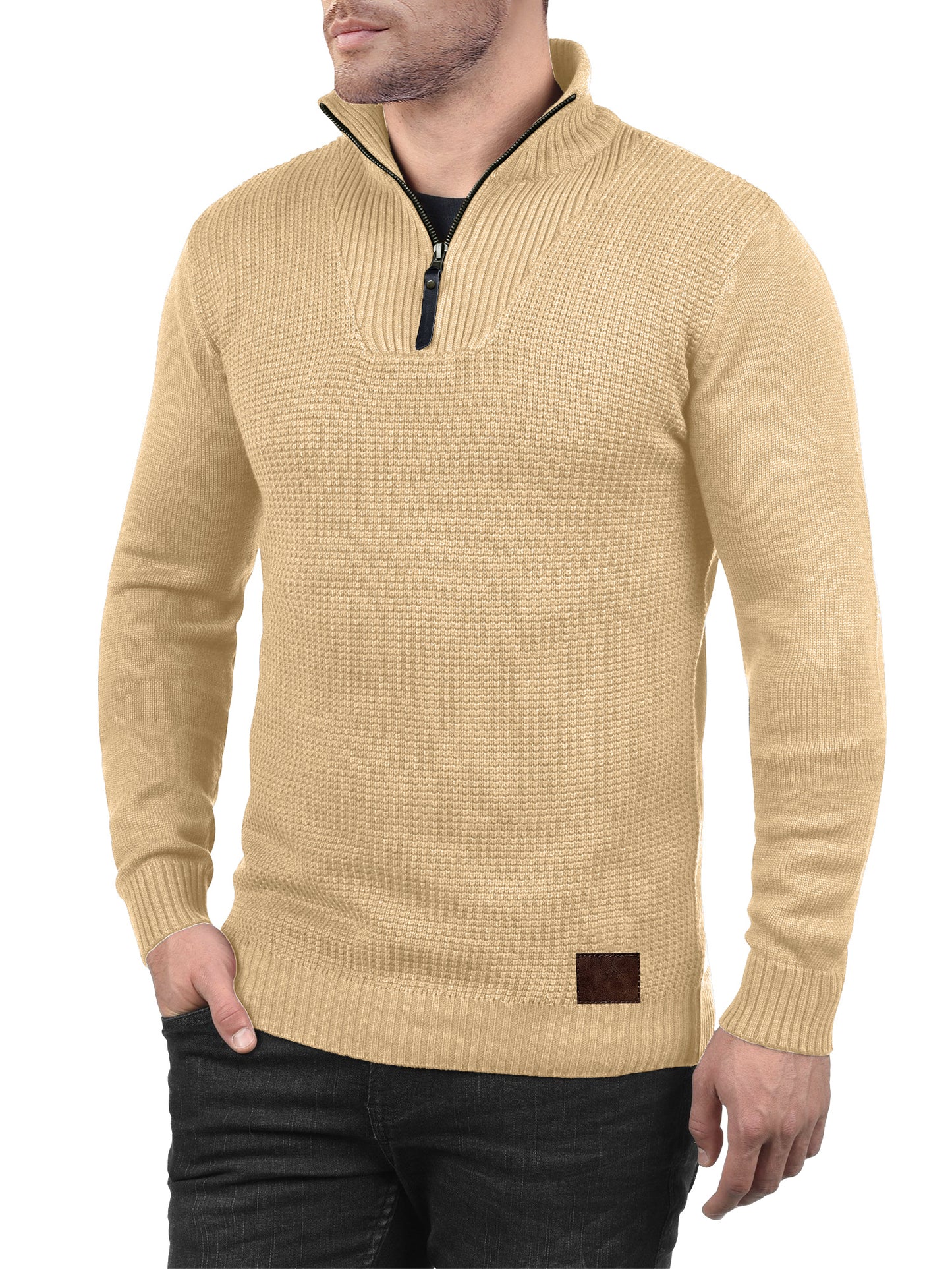 Comdecevis Men's Long-Sleeve Soft Touch Quarter-Zip Sweater Lightweight Turtleneck Pullover Casual Polo Sweaters