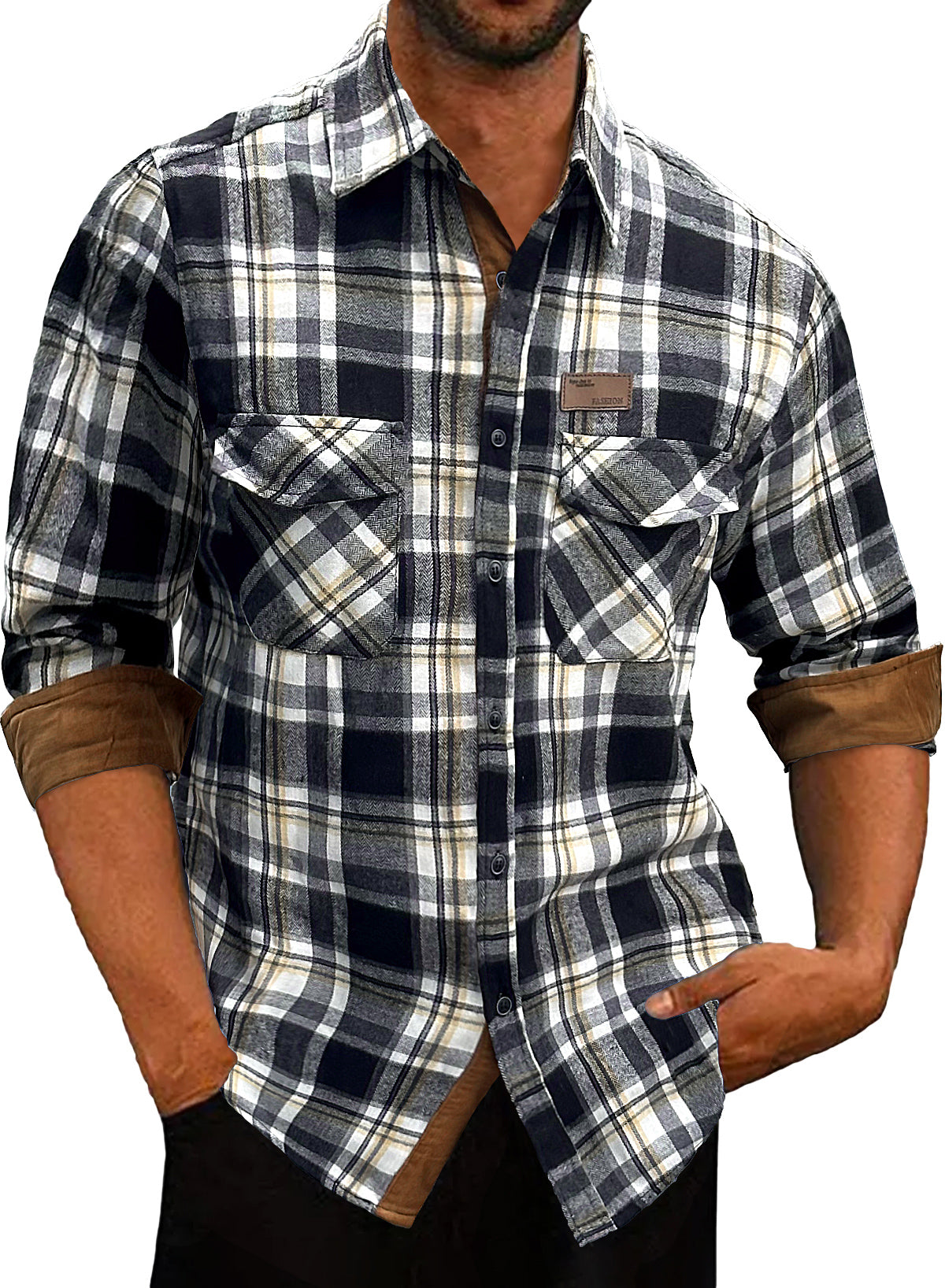 Comdecevis Flannel Plaid Shirts Cotton Button Down Casual Long Sleeve Shirts Flannel Jackets