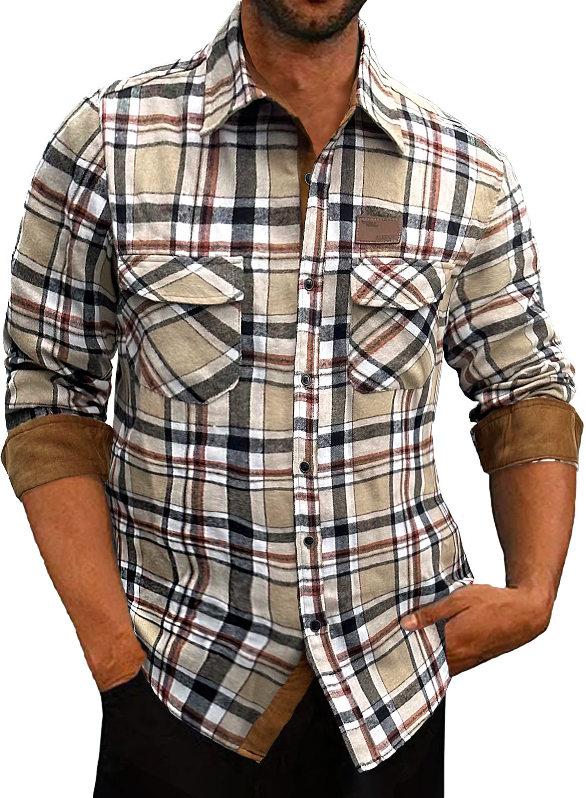 Comdecevis Flannel Plaid Shirts Cotton Button Down Casual Long Sleeve Shirts Flannel Jackets
