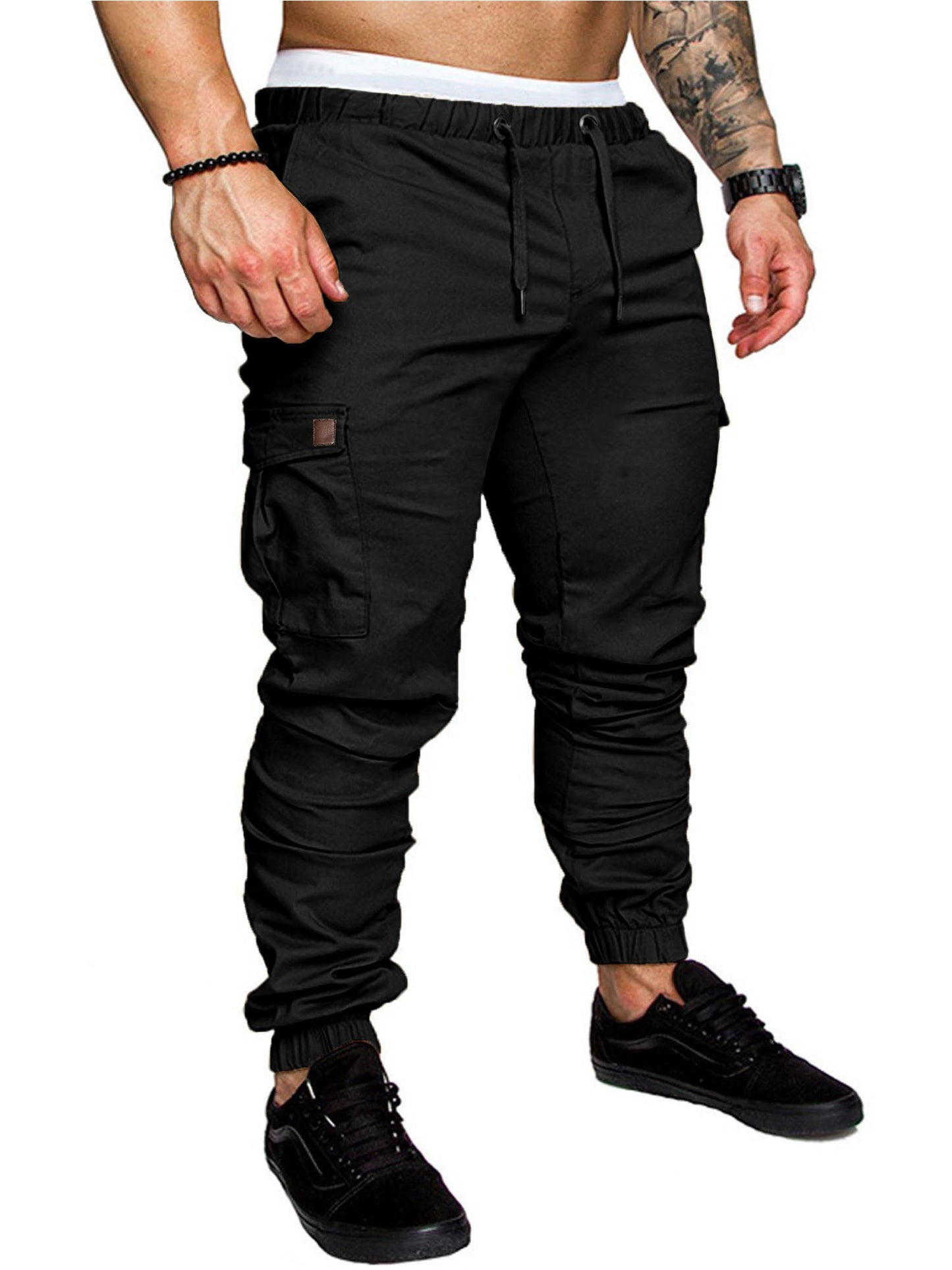 Comdecevis Mens Cargo Pants Casual Joggers Cotton Drawstring Sweatpants with 6 Pockets Hiking Outdoor Twill Track Pants