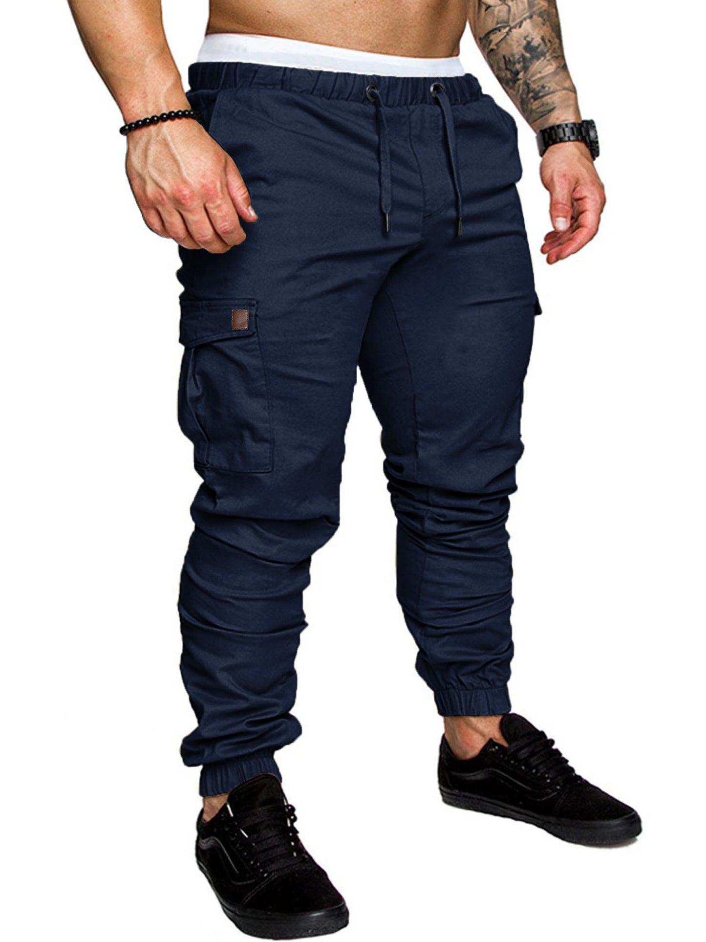 Comdecevis Mens Cargo Pants Casual Joggers Cotton Drawstring Sweatpants with 6 Pockets Hiking Outdoor Twill Track Pants