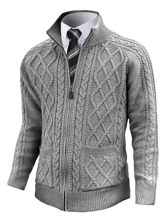 Comdecevis Men's Cardigan Sweaters Full Zip Knitted Sweater Solid Color Knitting Jackets