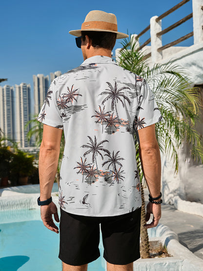 Men's Hawaiian Floral Shirts Short Sleeve Button Down Tropical Summer Beach Shirts