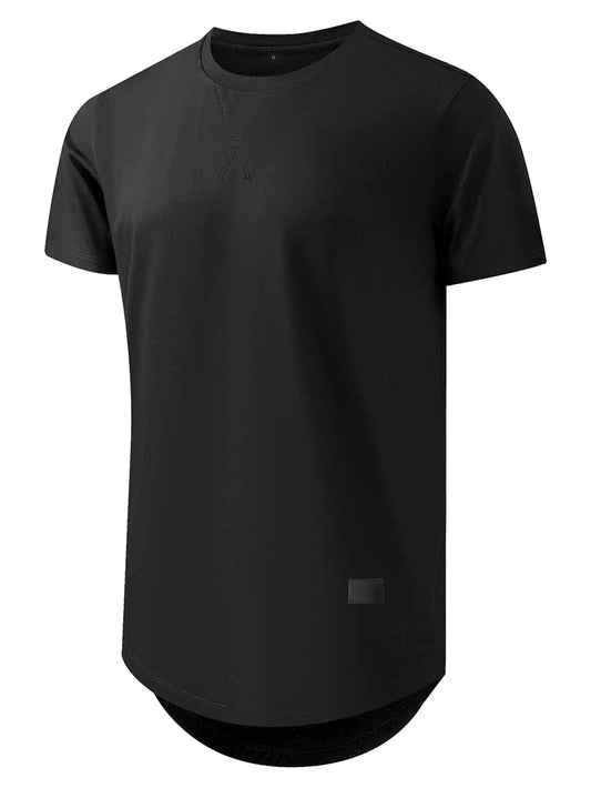 Comdecevis Men's 2-Pack Cotton Short Sleeve Crewneck T Shirts Hipster Hip Hop Longline Tees Gym Workout Muscle Tshirts