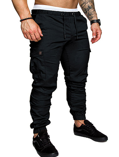 Comdecevis Mens Cargo Pants Casual Joggers Cotton Drawstring Sweatpants with 6 Pockets Hiking Outdoor Twill Track Pants