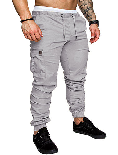 Comdecevis Mens Cargo Pants Casual Joggers Cotton Drawstring Sweatpants with 6 Pockets Hiking Outdoor Twill Track Pants