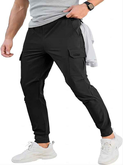 Comdecevis Men's Cargo Jogger Pants Stretch Sweatpants Slim Fit Track Pants with Zipper Pockets Casual Pants