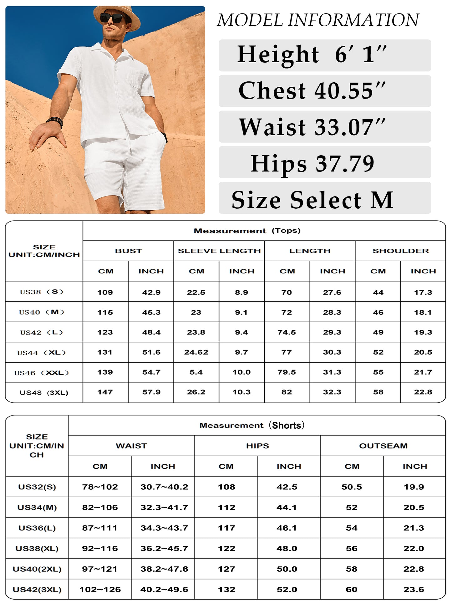 Men's 2 Piece Waffle Button Down Tracksuits Short Sleeve Camp Collar Hawaiian Sets Summer Beach Short Outfits