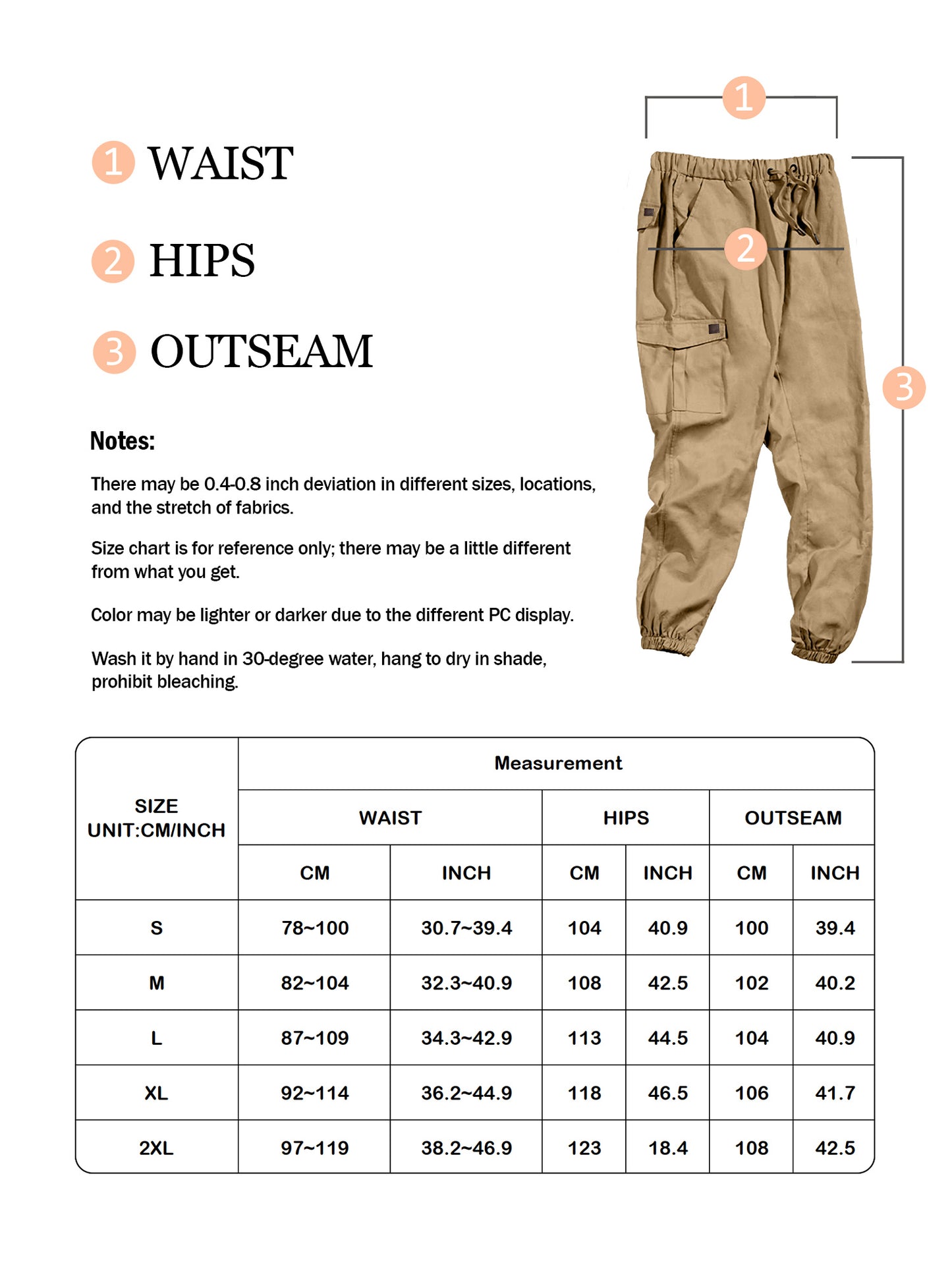 Mens Cargo Pants Casual Joggers Cotton Drawstring Sweatpants with 6 Pockets Hiking Outdoor Twill Track Pants