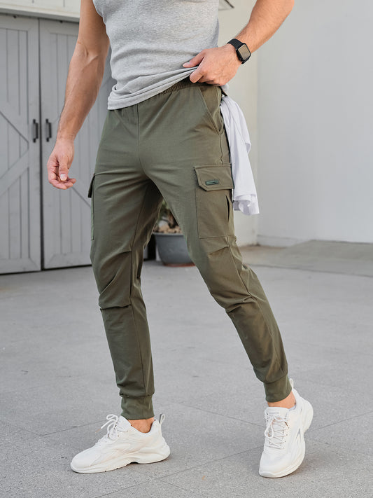 Men's Cargo Jogger Pants Stretch Sweatpants Slim Fit Tactical Pants with Zipper Pockets Casual Trousers