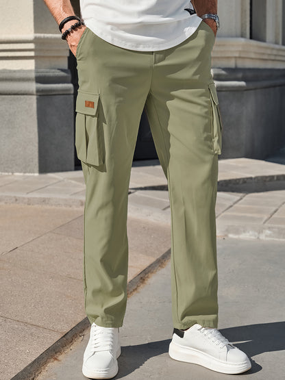 Men's Casual Cargo Pants Workout Joggers Stretch Sweatpants Hiking Drawstring Tactical Pants with Multi Pockets