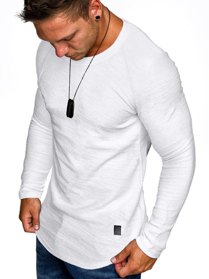 Comdecevis Men's Muscle Fitted T Shirt Gym Workout Athletic Long Sleeves Tee Stretch Compression Shirts for Men